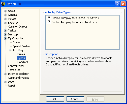 ʐ^PDTweakUI for Windows XP̐ݒʂP